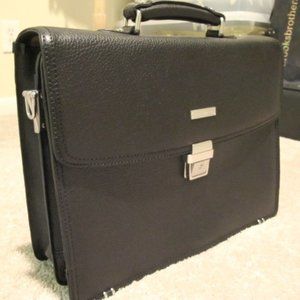 BROOKS BROTHERS AUTHENTIC PEBBLE LEATHER BRIEFCASE/LAPTOP CASE